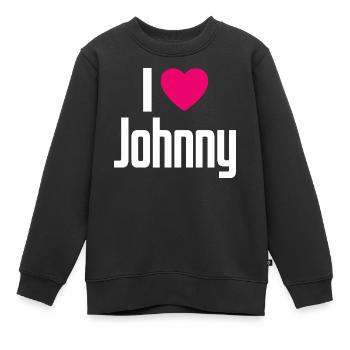 J’aime Johnny Coeur rose J’aime Johnny - Sweat Premium enfant bio - noir - Devant - AI Model Kid Female (0cm)
