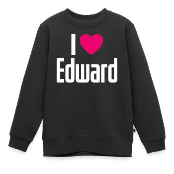 I Love Edward Pinkes Herz Ich liebe Edward - Kinder Premium Organic Sweatshirt - Schwarz - Vorne - AI Model Kid Female (0cm)
