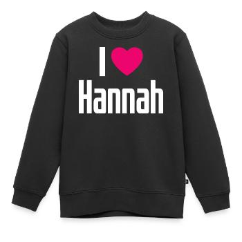 I Love Hannah Pinkes Herz Ich liebe Hannah - Kinder Premium Organic Sweatshirt - Schwarz - Vorne - AI Model Kid Female (0cm)