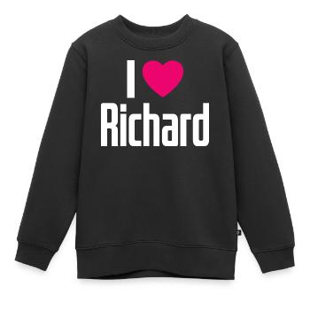 I Love Richard Pinkes Herz Ich liebe Richard - Kinder Premium Organic Sweatshirt - Schwarz - Vorne - AI Model Kid Female (0cm)