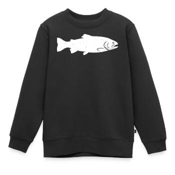 Forelle Forellen Silhouette wilde fliegenfischen - Kinder Premium Organic Sweatshirt - Schwarz - Vorne - AI Model Kid Female (0cm)
