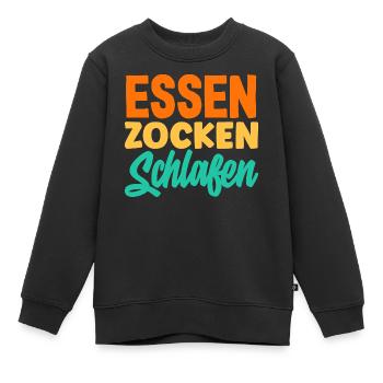 Essen Zocken Schlafen Gamer Spruch - Kinder Premium Organic Sweatshirt - Schwarz - Vorne - AI Model Kid Female (0cm)