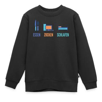 Essen Zocken Schlafen Gamer Spruch - Kinder Premium Organic Sweatshirt - Schwarz - Vorne - AI Model Kid Female (0cm)
