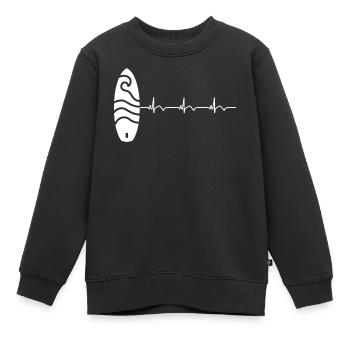 Surfboard Surfboard Surfer ECG Heartbeat - Kids Premium Organic Sweatshirt - black - Front - AI Model Kid Female (0cm)