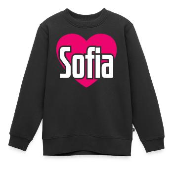 J’aime Sofia Coeur rose J’aime Sofia - Sweat Premium enfant bio - noir - Devant - AI Model Kid Female (0cm)