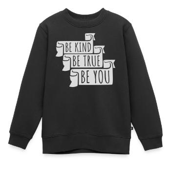 Sois gentil, sois sincère, sois toi-même, un amour de soi inspirant - Sweat Premium enfant bio - noir - Devant - AI Model Kid Female (0cm)