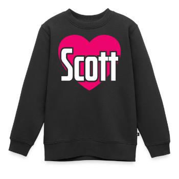 I Love Scott Pinkes Herz Ich liebe Scott - Kinder Premium Organic Sweatshirt - Schwarz - Vorne - AI Model Kid Female (0cm)