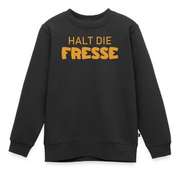Halt die Fresse - Cooler Spruch - Kinder Premium Organic Sweatshirt - Schwarz - Vorne - AI Model Kid Female (0cm)