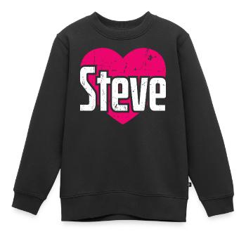 I Love Steve Pinkes Herz Ich liebe Steve - Kinder Premium Organic Sweatshirt - Schwarz - Vorne - AI Model Kid Female (0cm)