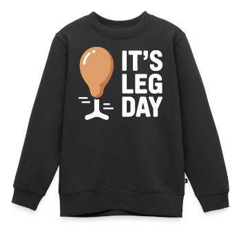 C’est la journée des jambes Journée de triche à la salle de sport Être entraînement Fitness - Sweat Premium enfant bio - noir - Devant - AI Model Kid Female (0cm)