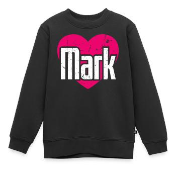 I Love Mark Pinkes Herz Ich liebe Mark - Kinder Premium Organic Sweatshirt - Schwarz - Vorne - AI Model Kid Female (0cm)