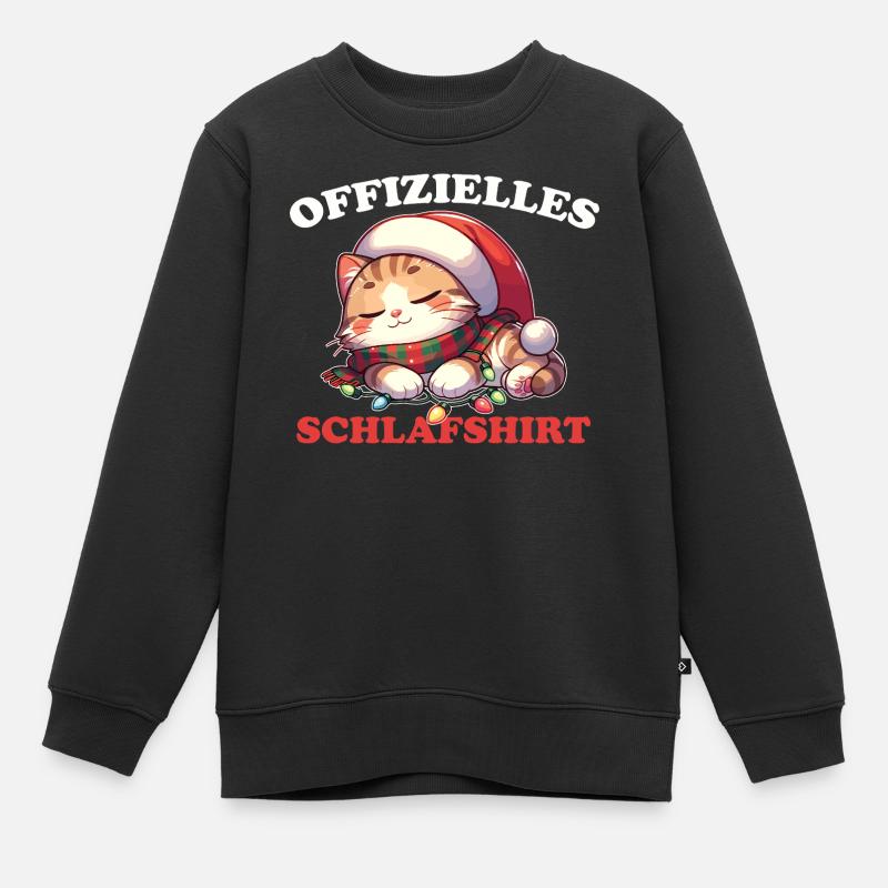 Chat de Noël Chemise de nuit officiel - Sweat Premium enfant bio - noir