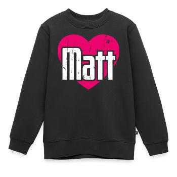 I Love Matt Pinkes Herz Ich liebe Matt - Kinder Premium Organic Sweatshirt - Schwarz - Vorne - AI Model Kid Female (0cm)