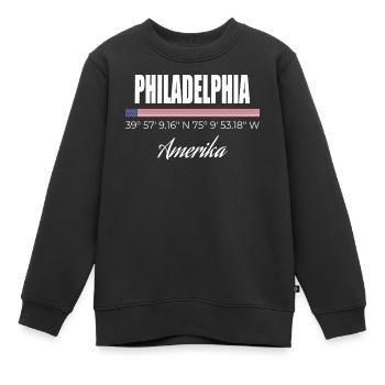 Philadelphie - Sweat Premium enfant bio - noir - Devant - AI Model Kid Female (0cm)