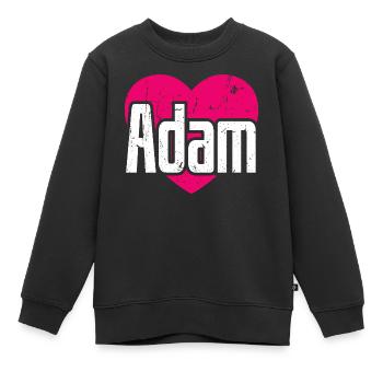 J’aime Adam Coeur Rose J’aime Adam - Sweat Premium enfant bio - noir - Devant - AI Model Kid Female (0cm)