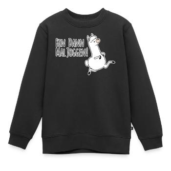 Bin dann mal joggen! Im Lama Style! Bis dann! - Kinder Premium Organic Sweatshirt - Schwarz - Vorne - AI Model Kid Female (0cm)
