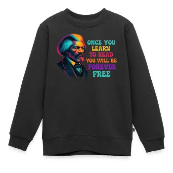 Sobald du lesen lernst, bist du frei - Kinder Premium Organic Sweatshirt - Schwarz - Vorne - AI Model Kid Female (0cm)