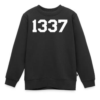 1337 – Conception de texte blanc - Sweat Premium enfant bio - noir - Devant - AI Model Kid Female (0cm)