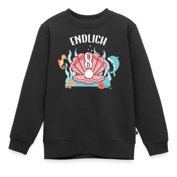 Motif d’anniversaire de coquillage enfin 8 ans fille - Sweat Premium enfant bio - noir - Devant - AI Model Kid Female (0cm)