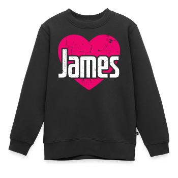 I Love James Pinkes Herz Ich liebe James - Kinder Premium Organic Sweatshirt - Schwarz - Vorne - AI Model Kid Female (0cm)