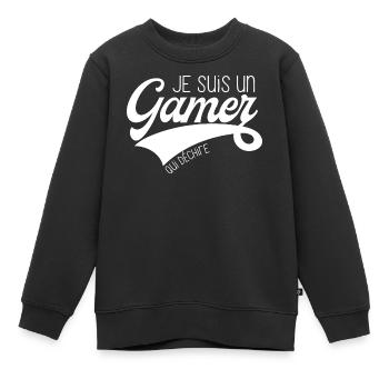 A gamer who rocks - gamer gift idea - Kids Premium Organic Sweatshirt - black - Front - AI Model Kid Female (0cm)