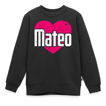 I Love Mateo Pinkes Herz Ich liebe Mateo - Kinder Premium Organic Sweatshirt - Schwarz - Vorne - AI Model Kid Female (0cm)