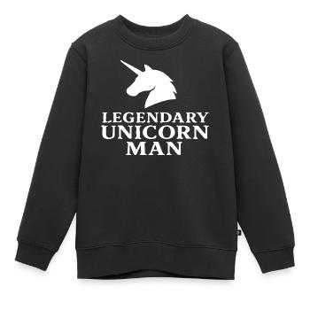 Légendaire Homme Licorne Vintage Texte Audacieux - Sweat Premium enfant bio - noir - Devant - AI Model Kid Female (0cm)