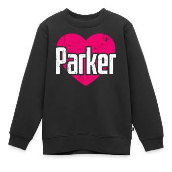 I Love Parker Pinkes Herz Ich liebe Parker - Kinder Premium Organic Sweatshirt - Schwarz - Vorne - AI Model Kid Female (0cm)