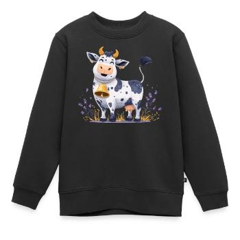 Lustige Kuh mit Glocke - Kinder Premium Organic Sweatshirt - Schwarz - Vorne - AI Model Kid Female (0cm)