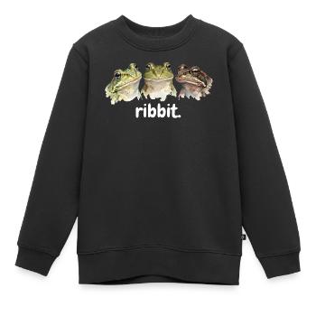 grenouilles coasses, grenouilles amateurs de grenouilles, tremblements de terre drôles - Sweat Premium enfant bio - noir - Devant - AI Model Kid Female (0cm)