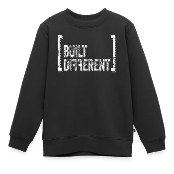 Built Different Distressed Quote - Kinder Premium Organic Sweatshirt - Schwarz - Vorne - AI Model Kid Female (0cm)