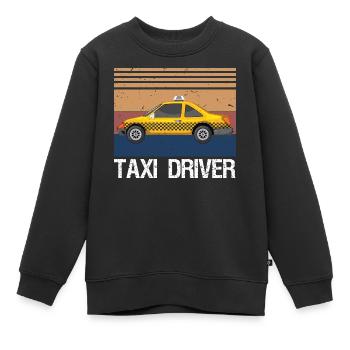 Cadeau vintage à damier pour chauffeur de taxi - Sweat Premium enfant bio - noir - Devant - AI Model Kid Female (0cm)