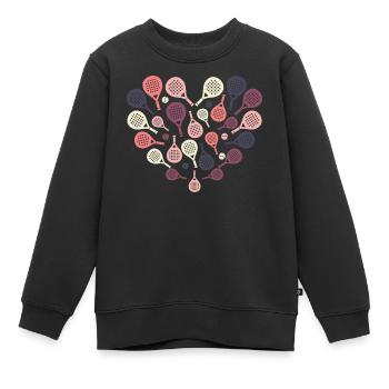 Padel Racket Heart  – Sport & Herz - Kinder Premium Organic Sweatshirt - Schwarz - Vorne - AI Model Kid Female (0cm)