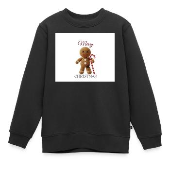 Bonhomme en pain d’épices avec canne de sucre d’orge - Sweat Premium enfant bio - noir - Devant - AI Model Kid Female (0cm)