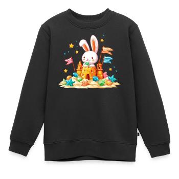 Häschen am Strand Sandkasten - Kinder Premium Organic Sweatshirt - Schwarz - Vorne - AI Model Kid Female (0cm)