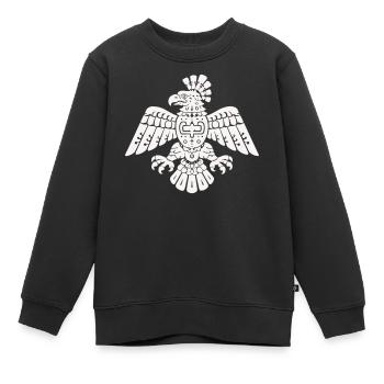 Motif totem d’aigle aztèque - Sweat Premium enfant bio - noir - Devant - AI Model Kid Female (0cm)