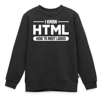 Programmation HTML d’humour disant - Sweat Premium enfant bio - noir - Devant - AI Model Kid Female (0cm)