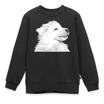 Weißer Welpe - Kinder Premium Organic Sweatshirt - Schwarz - Vorne - AI Model Kid Female (0cm)