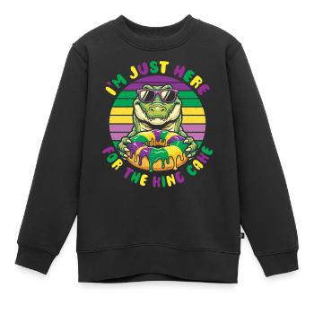 King Cake Mardi Gras Aligator - Kinder Premium Organic Sweatshirt - Schwarz - Vorne - AI Model Kid Female (0cm)