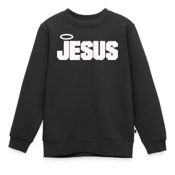 Jesus Schriftzug mit Heiligenschein - Kinder Premium Organic Sweatshirt - Schwarz - Vorne - AI Model Kid Female (0cm)
