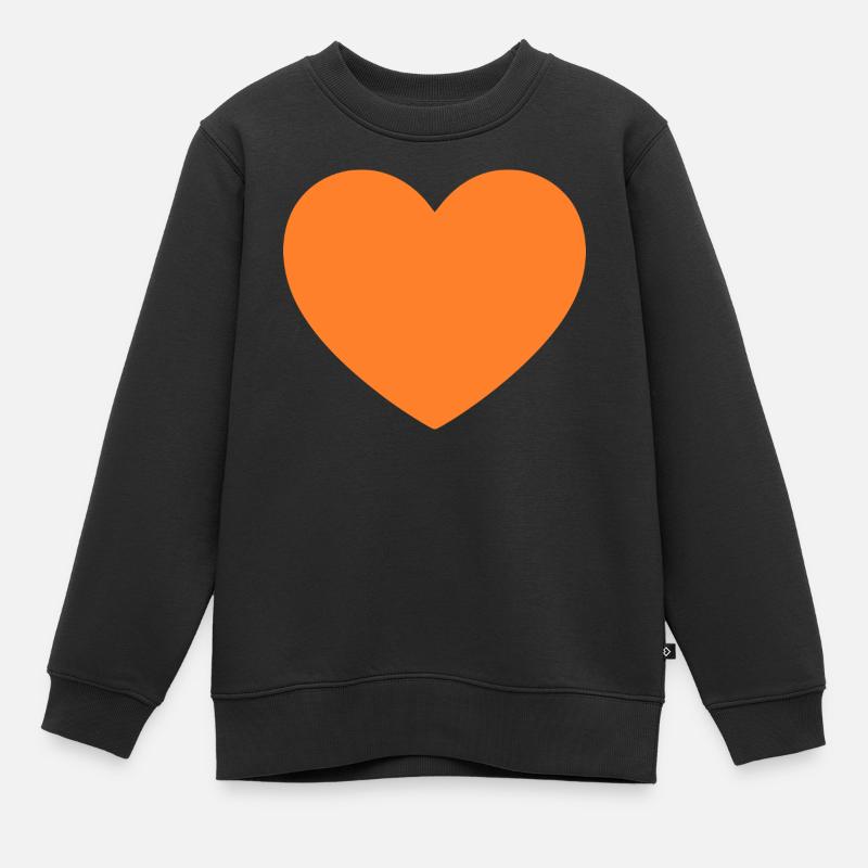 orangenes Herz orangen Geschenk Valentinstag - Kinder Premium Organic Sweatshirt - Schwarz