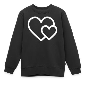Kleines Herz vor großem Herz - Kinder Premium Organic Sweatshirt - Schwarz - Vorne - AI Model Kid Female (0cm)