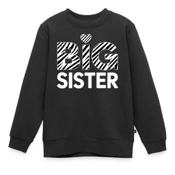 Große Schwester Zebra-Streifen Design - Kinder Premium Organic Sweatshirt - Schwarz - Vorne - AI Model Kid Female (0cm)