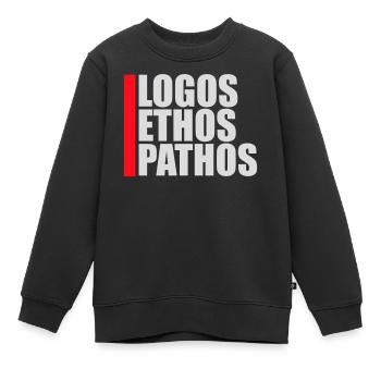 Logos Ethos Pathos Rhetoric Philosophy Student - Kids Premium Organic Sweatshirt - black - Front - AI Model Kid Female (0cm)