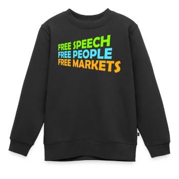 Free Speech Markets People Libertär Freiheit Logo - Kinder Premium Organic Sweatshirt - Schwarz - Vorne - AI Model Kid Female (0cm)