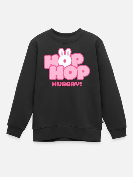 Hop Hop Hourra | Motif de la jolie phrase de lapin - Sweat Premium enfant bio - noir