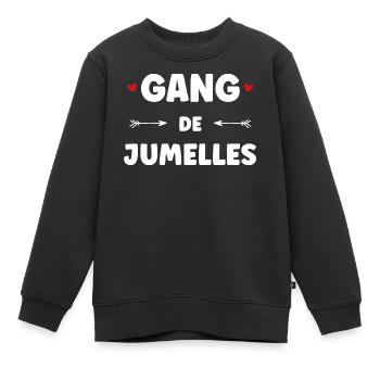 Gang de Jumelles – Tribu de Sœurs - Sweat Premium enfant bio - noir - Devant - AI Model Kid Female (0cm)