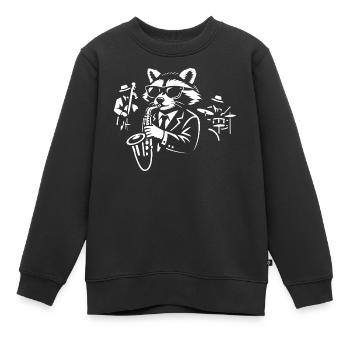 Raccoon Sax Jazz in Suit - Kids Premium Organic Sweatshirt - black - Front - AI Model Kid Female (0cm)