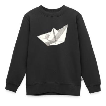 Navire en papier - Sweat Premium enfant bio - noir - Devant - AI Model Kid Female (0cm)