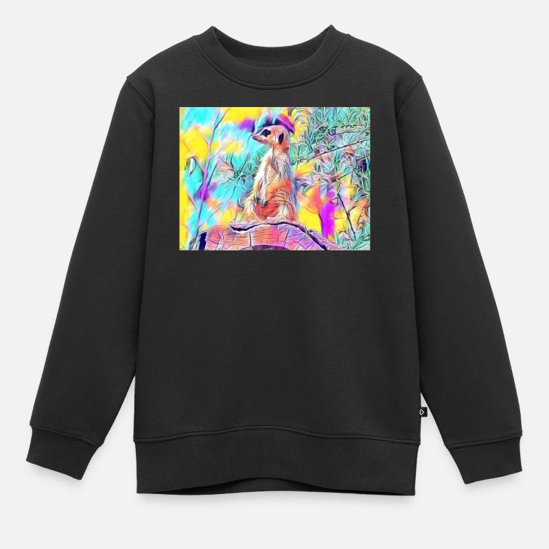 Couleurs colorées de suricates - Sweat Premium enfant bio - noir